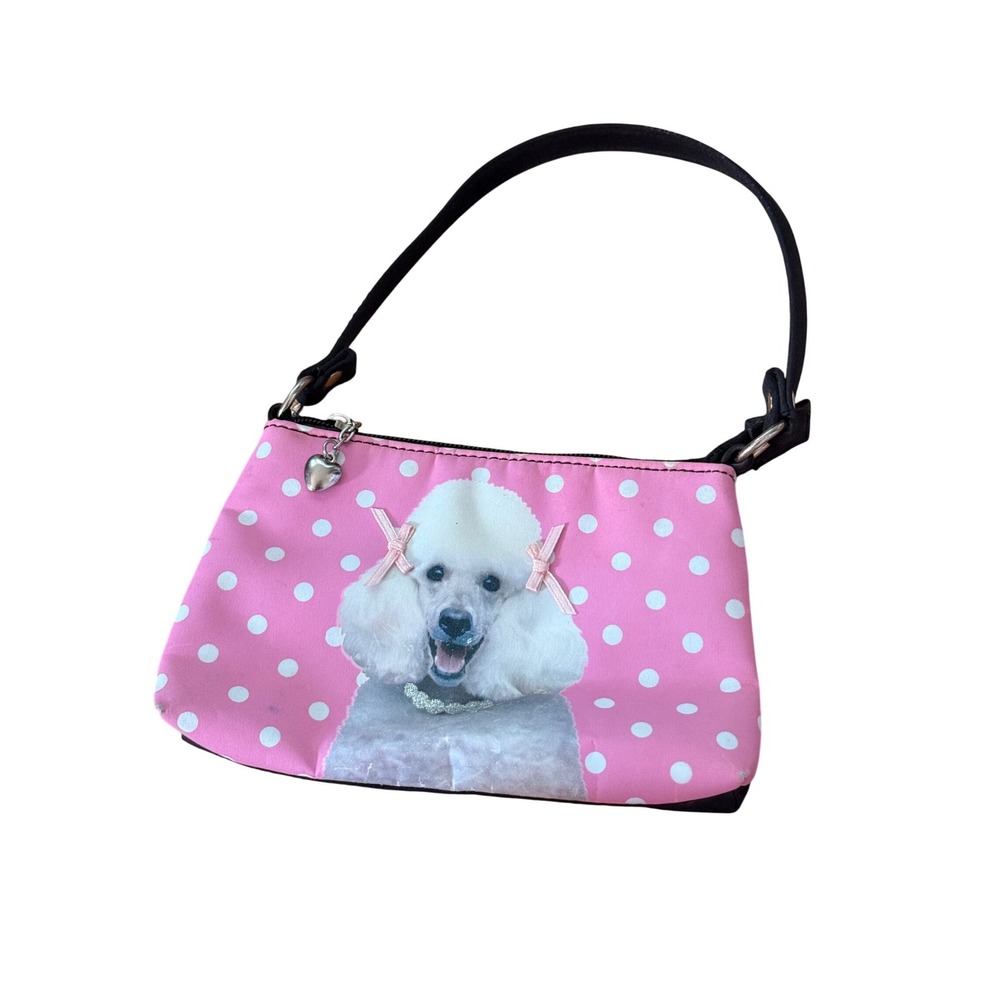 Y2K‎ 2000s style kawaii Love Sweet Pink Polka Dot Poodle Mini Shoulder Bag bows